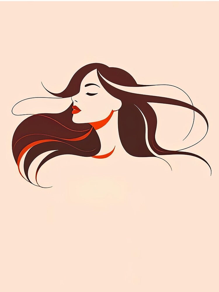 Minimalist Woman Portrait – Eyes Closed, Wind in Hair – Elegant Line Art Illustration by SpeckAndLook