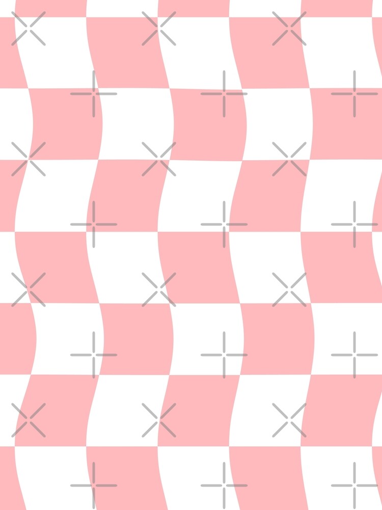 Y2K Pastel Pink White Wavy Checkerboard Pattern by JessicaAmber