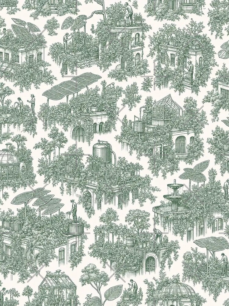 Solarpunk Rooftop Community Garden Overgrown Green Future Hopepunk Utopia Toile by StickyGuys