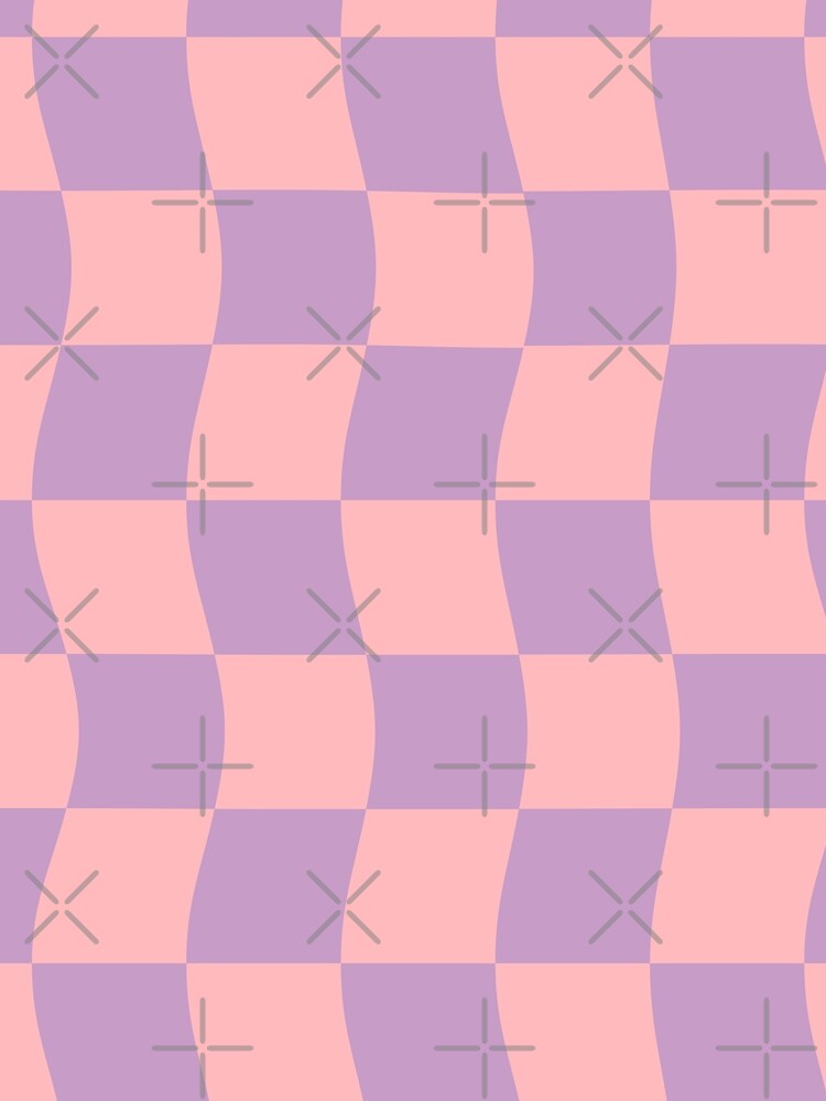 Danish Pastel Pink Purple Wavy Checkerboard Pattern by JessicaAmber
