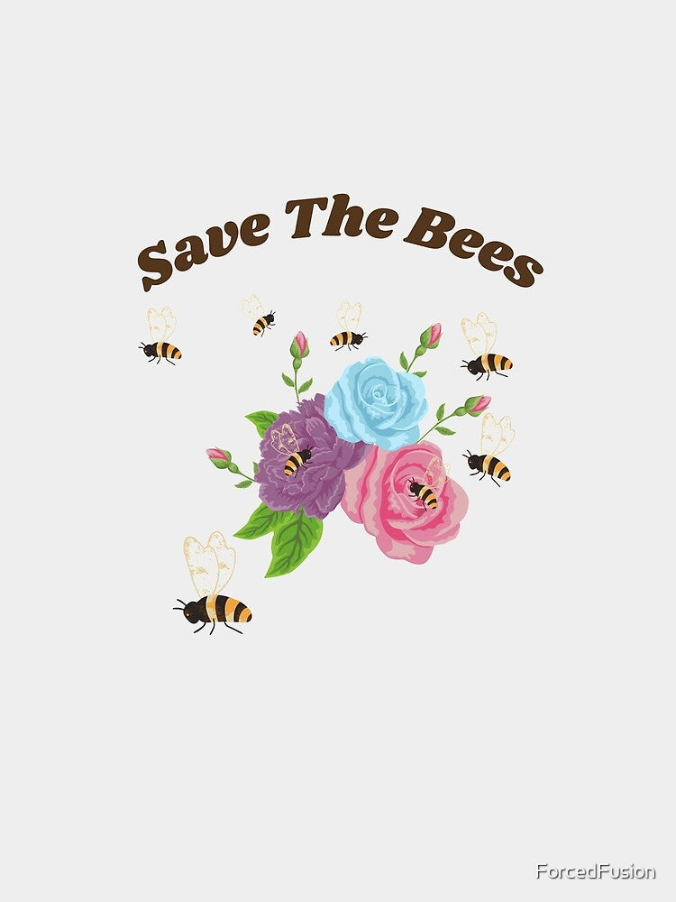Save The Bees - Several Bees Buzzing Around Beautiful Pink, Purple,and Blue Roses by ForcedFusion