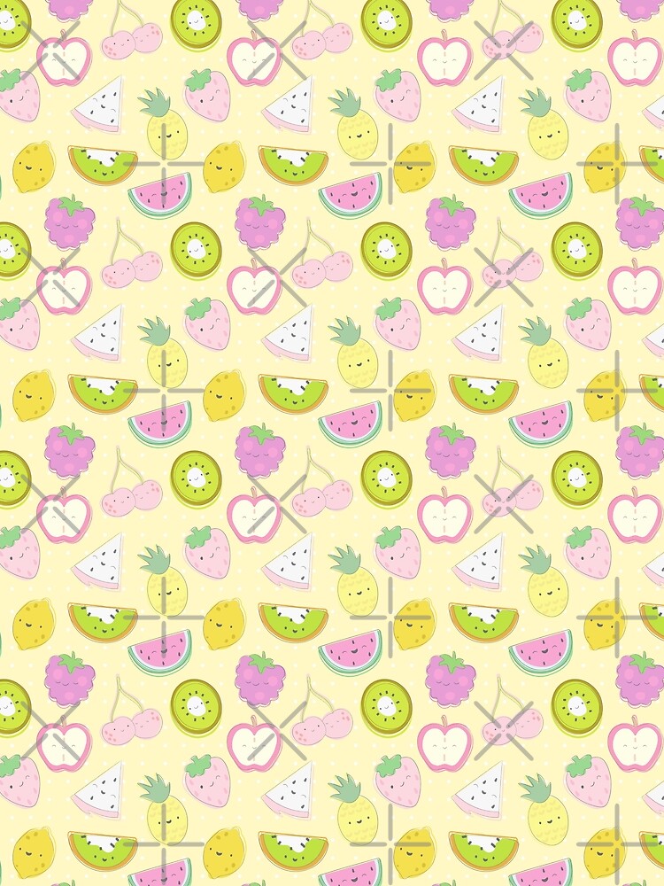 Cute Fruit Themed Seamless Pattern Yellow by MadeByBeata