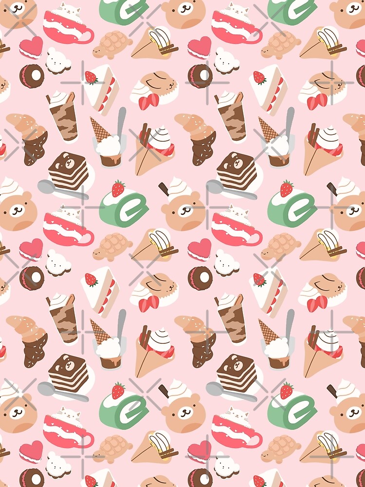 Kawaii Dessert Seamless Pattern Pink by MadeByBeata