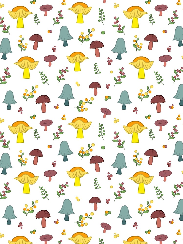 Colorful Mushroom Seamless Pattern by Cherie Brunetti