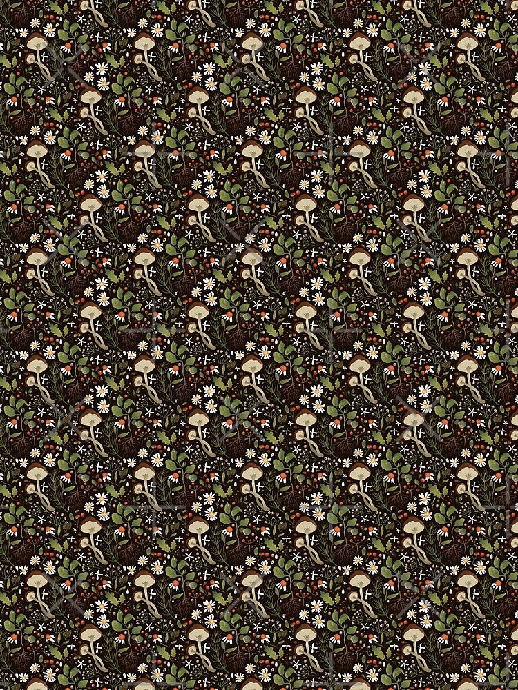 Mushroom Cottagecore Pattern – Woodland Botanical Design by BohemiaArt