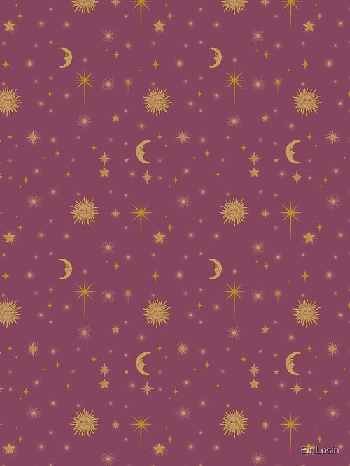 70's Boho Sun Moon Pattern Pink by EmLosin