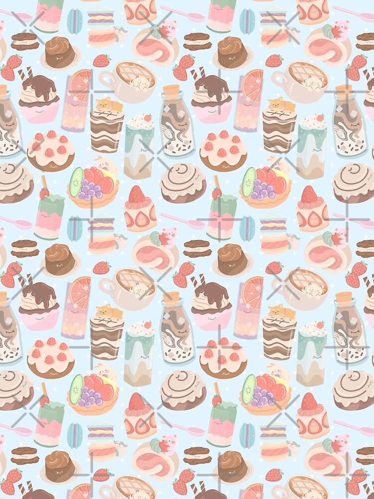 Cute Desserts Seamless Pattern Blue by MadeByBeata