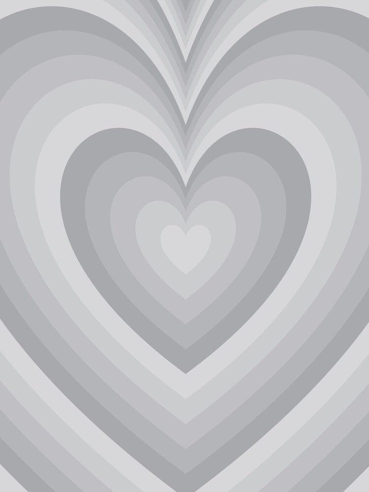 Metallic Silver Concentric Heart Tunnel Retro Y2K Pattern by Aesthetic Crew