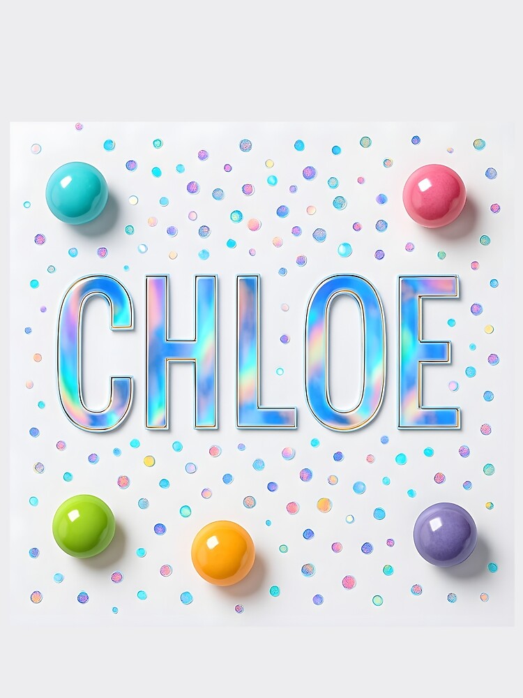 CHLOE Holographic Name Art – Iridescent Typography with Confetti Dots by VoidBloom Studio