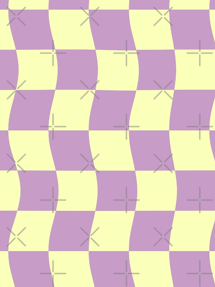 Danish Pastel Purple Yellow Wavy Checkerboard Pattern by JessicaAmber