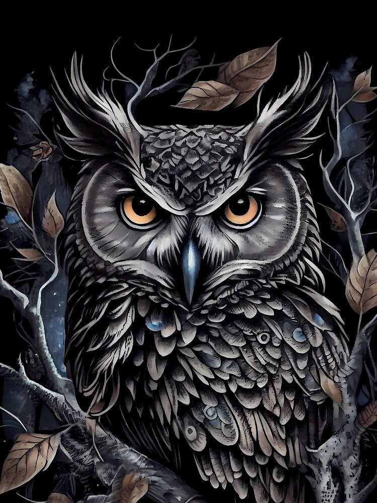 Tattoo owl on canvas by TourDePassion