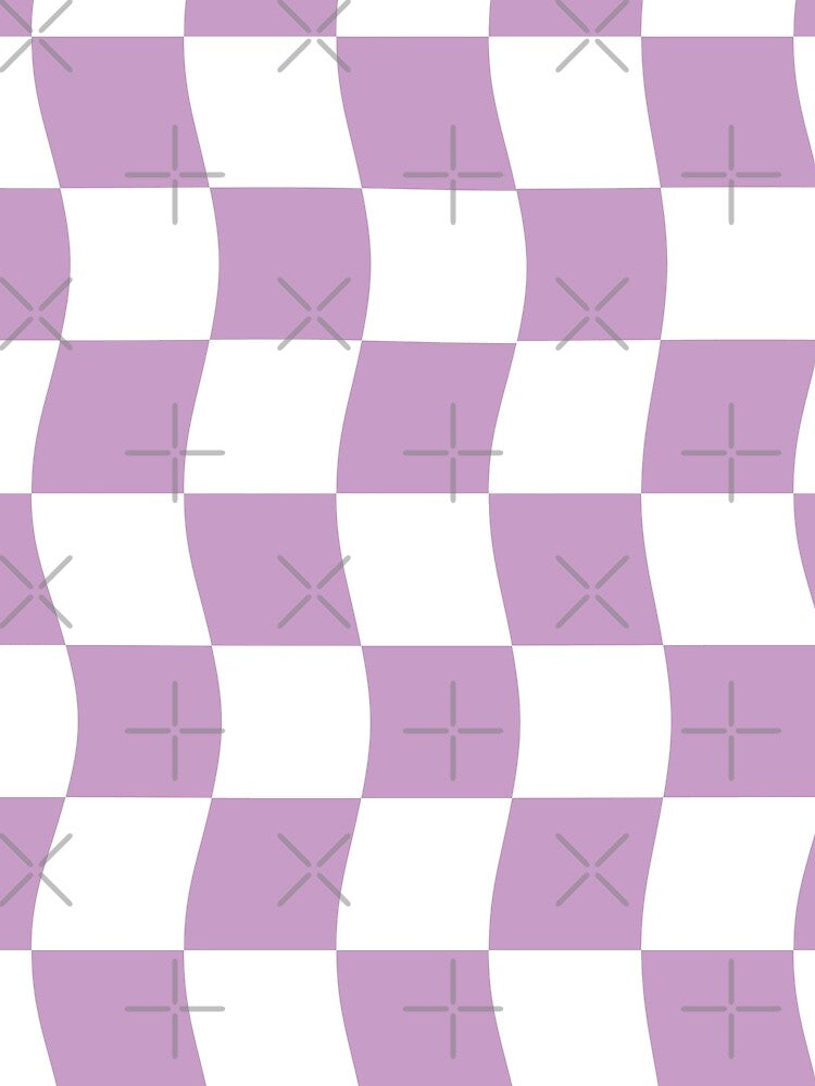 Danish Pastel Purple White Wavy Checkerboard Pattern by JessicaAmber