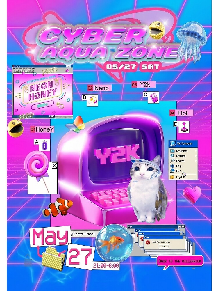 Neon Honey Synthwave Collage - 90s Internet Nostalgia Art by Love Pantone