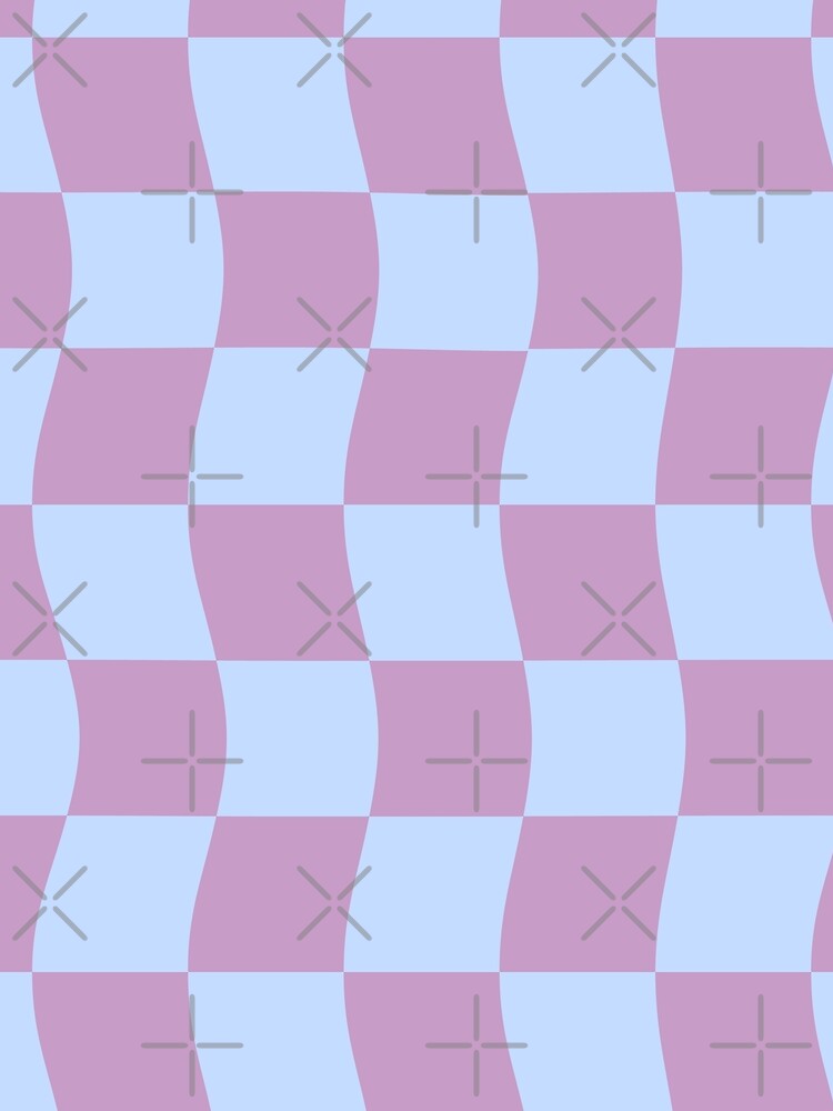 Danish Pastel Purple Blue Wavy Checkerboard Pattern by JessicaAmber