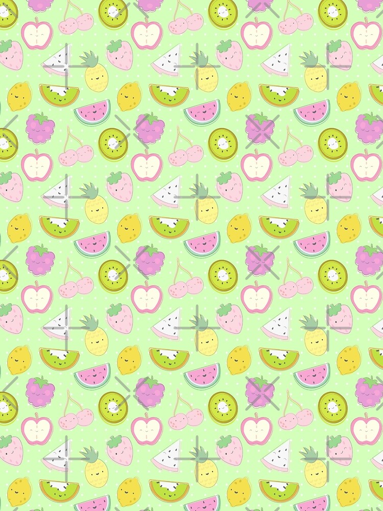 Cute Fruit Themed Seamless Pattern Green by MadeByBeata