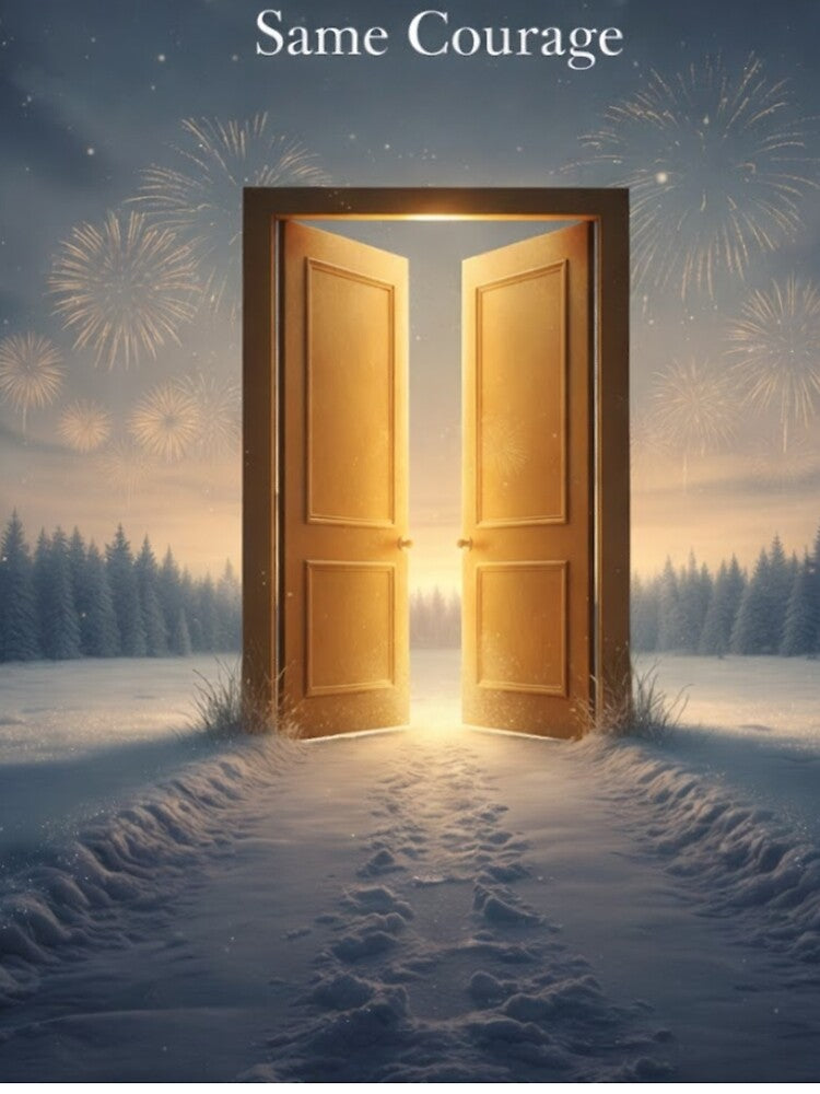 New Year New Chapters Same Courage – Inspirational Golden Door Wall Art by MonaRose_Art