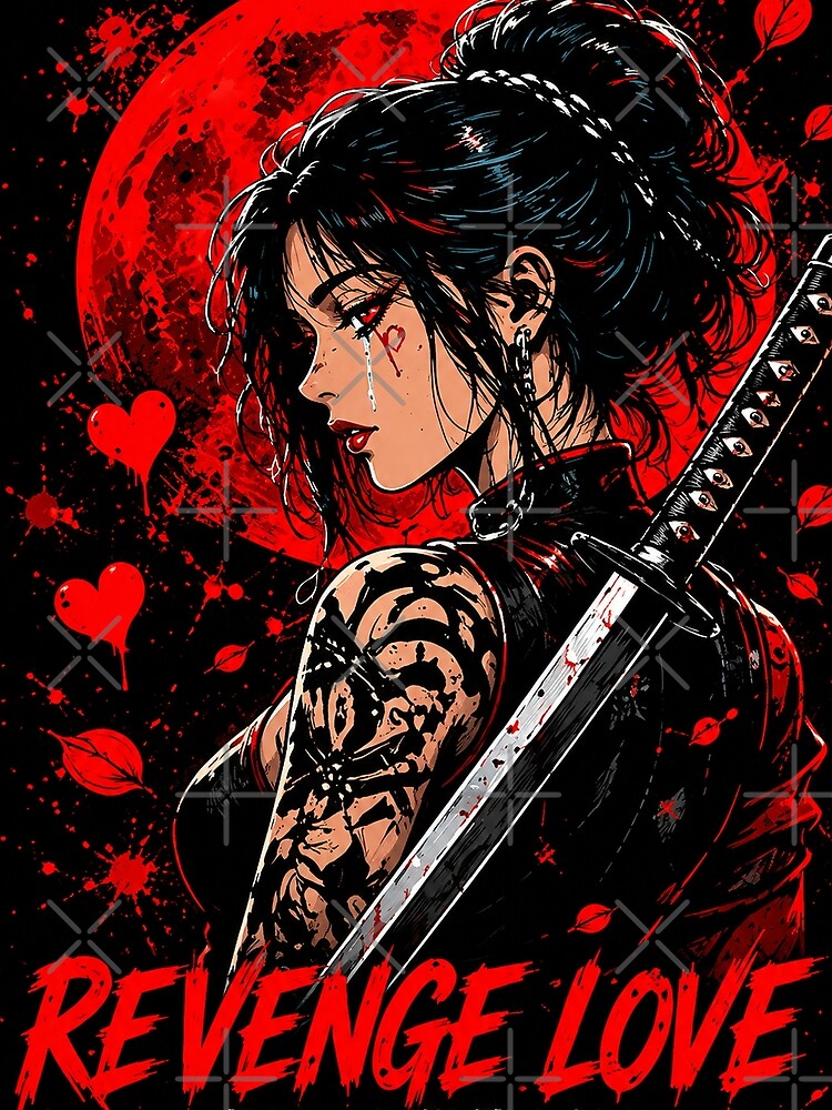 Revenge Love – Dark Anime Samurai Girl | Yandere Gothic Aesthetic Streetwear by saamessart