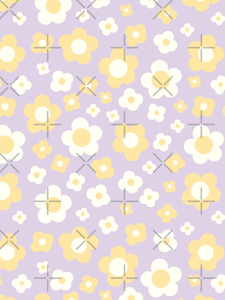 Groovy retro y2k 2000s big pastel flower power 1960s 60s 70s danish aesthetics coconut girl ditsy daisies by blomastudios