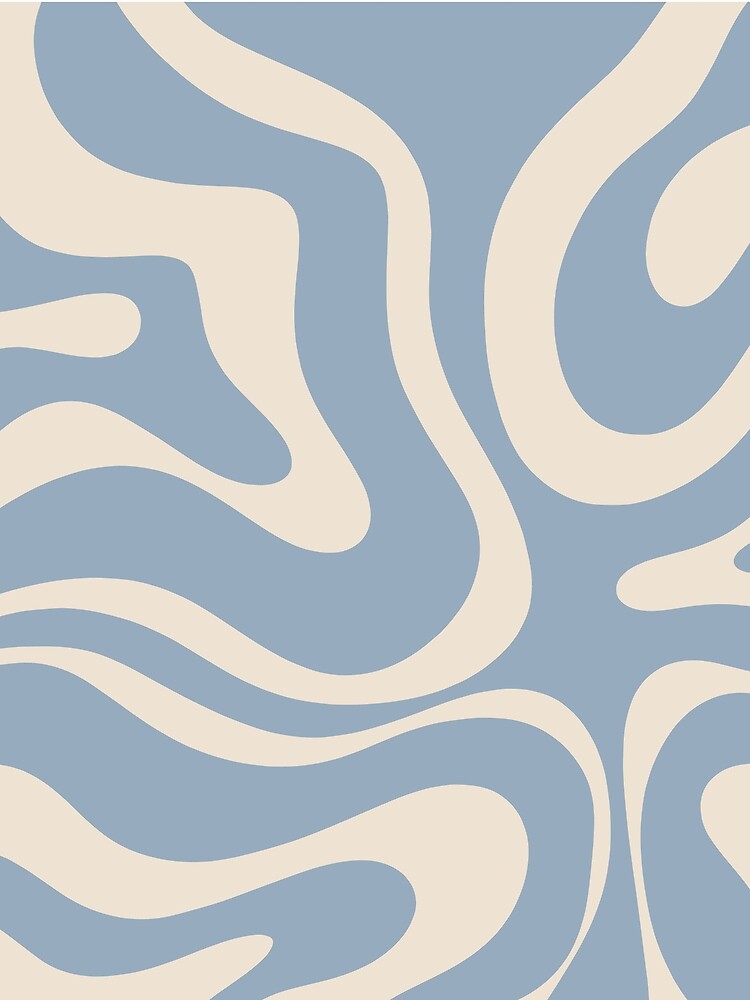 Modern Retro Liquid Swirl Abstract Pattern Square in Muted Light Blue and Cream Beige by kierkegaard