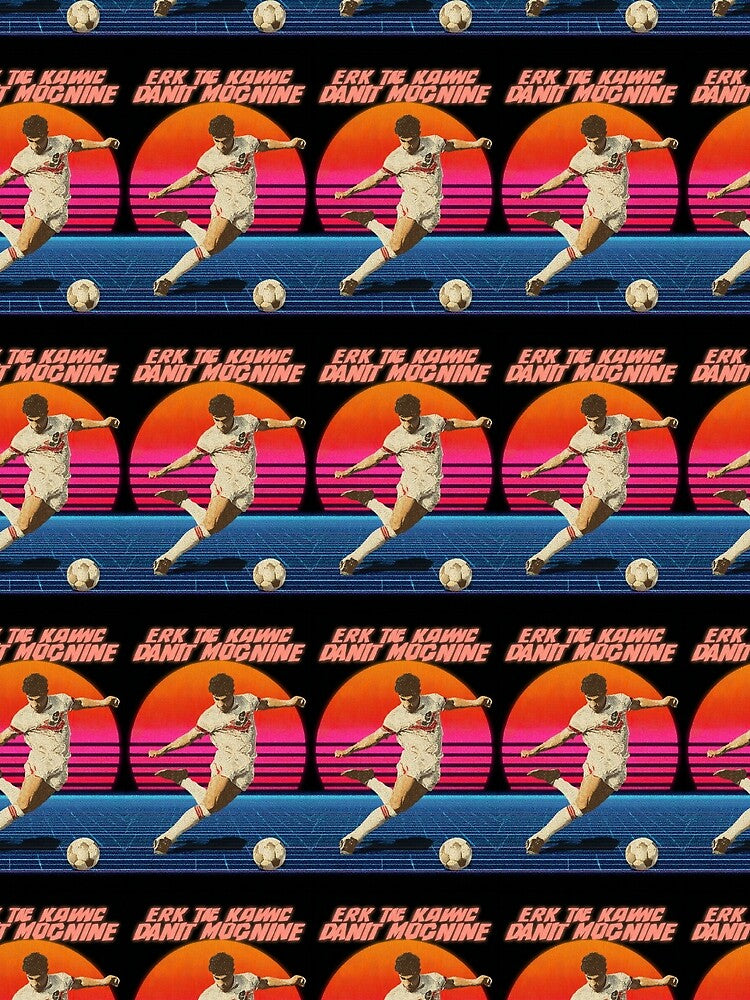 Retro 80s Vaporwave Soccer Player – Neon Football Kick by Cairo-Ink