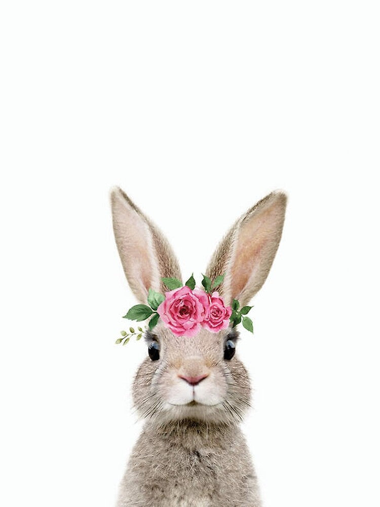 Baby Rabbit Wearing Flower Crown by ZhenKangFang