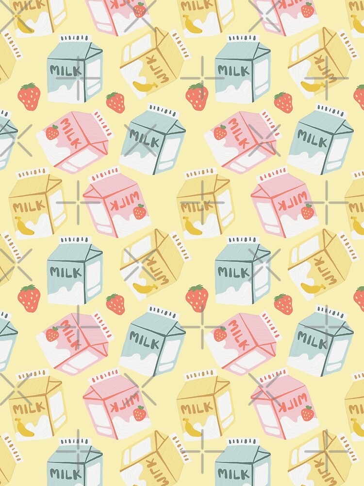 Yellow Kawaii Milk Cartons Patterned by MadeByBeata