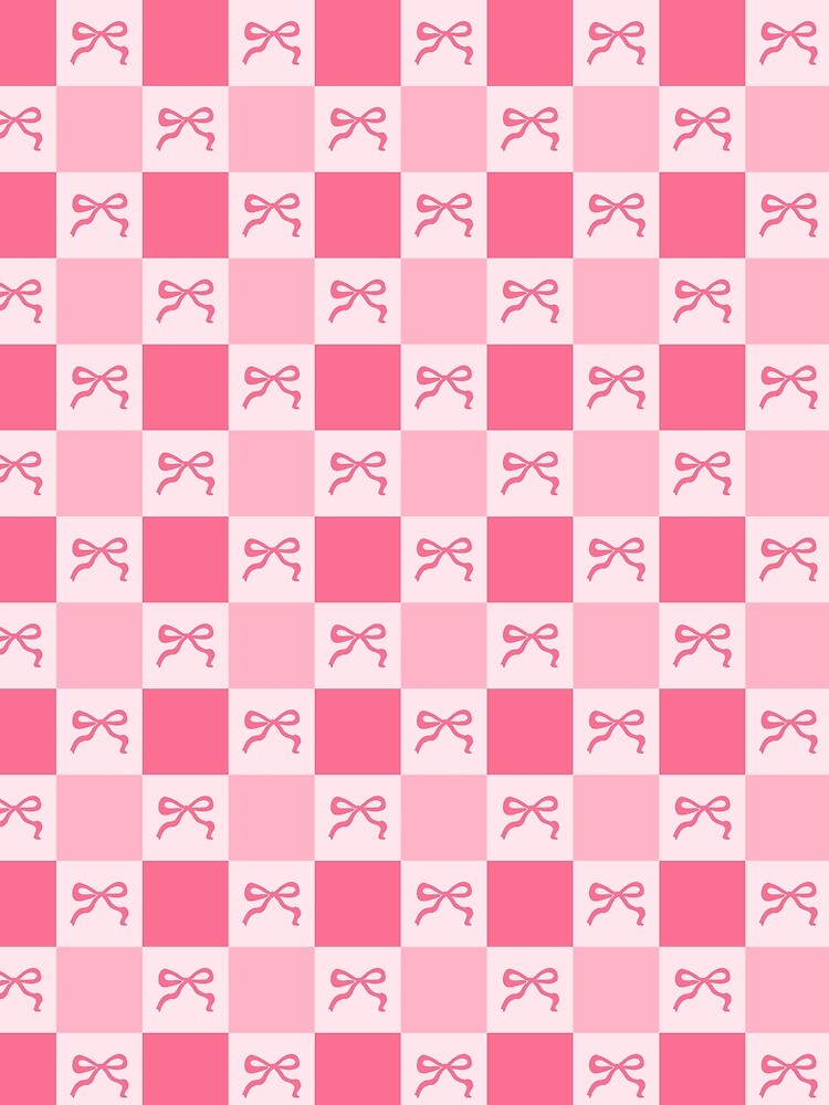Pink Coquette Bow Checkered Journal & Blanket for Women & Girls, Pink Coquette Bow Checkered Phone Case Gift for Students & Teens, Pink Coquette Room Décor Gift for Girls by VivaFy