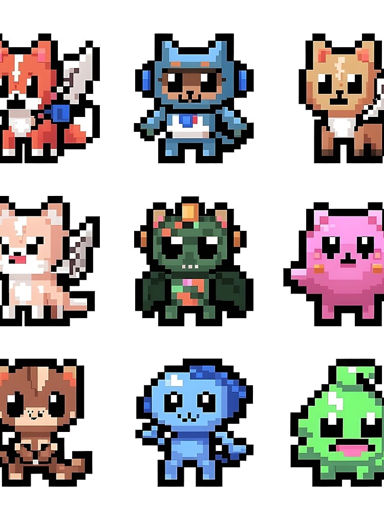 Cute Retro Game Pet Sprite Sheet – Pixel Pets Grid by ThePixelArchive