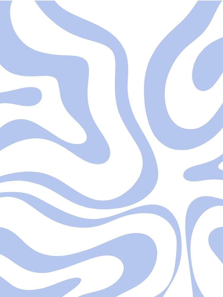 Modern Liquid Swirl Abstract Square in White and Light Blue Periwinkle by kierkegaard