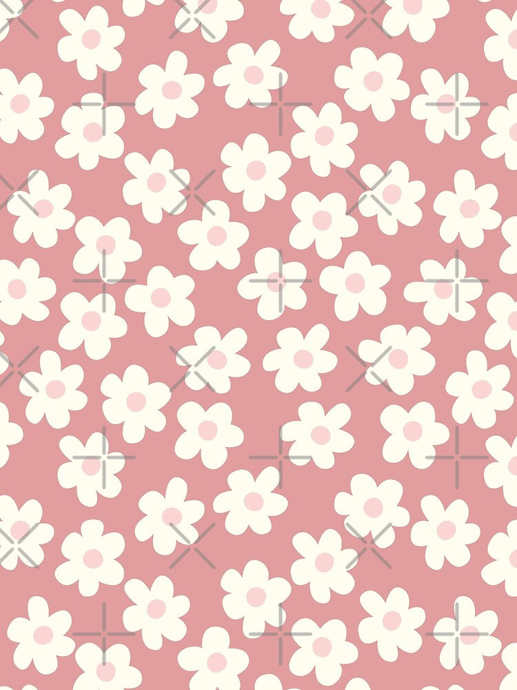 groovy retro y2k 2000s big flower power 1960s 60s 70s danish aesthetics coconut girl ditsy daisies peach pastel pink by blomastudios
