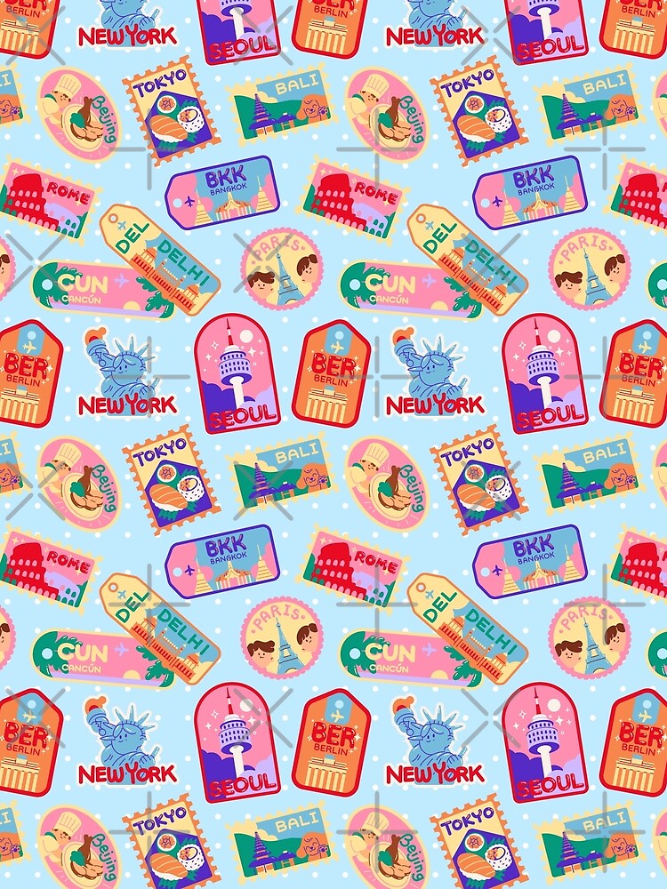 Blue Travel Ticket Pattern by MadeByBeata