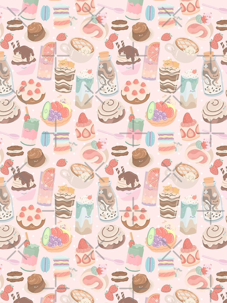 Cute Desserts Seamless Pattern Pink by MadeByBeata