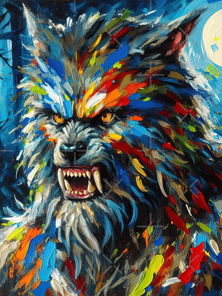 Acrylic Werewolf Painting Fantasy Folklore by SpookshowDesign