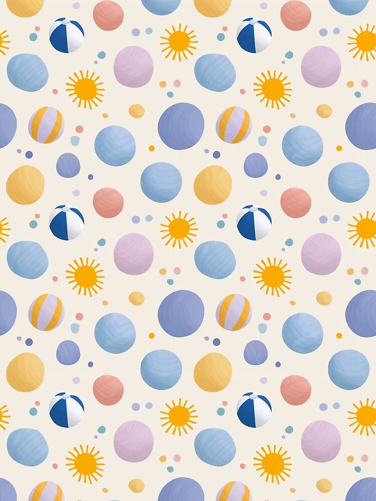 Retro Summer Beach Ball Pattern | Pastel Sun and Sand Aesthetic | Groovy Summer Sun Pattern | Cute Beach Day Illustration | Sunny Vacation Vibes Pattern | Happy Summer Days Illustration by VivaFy