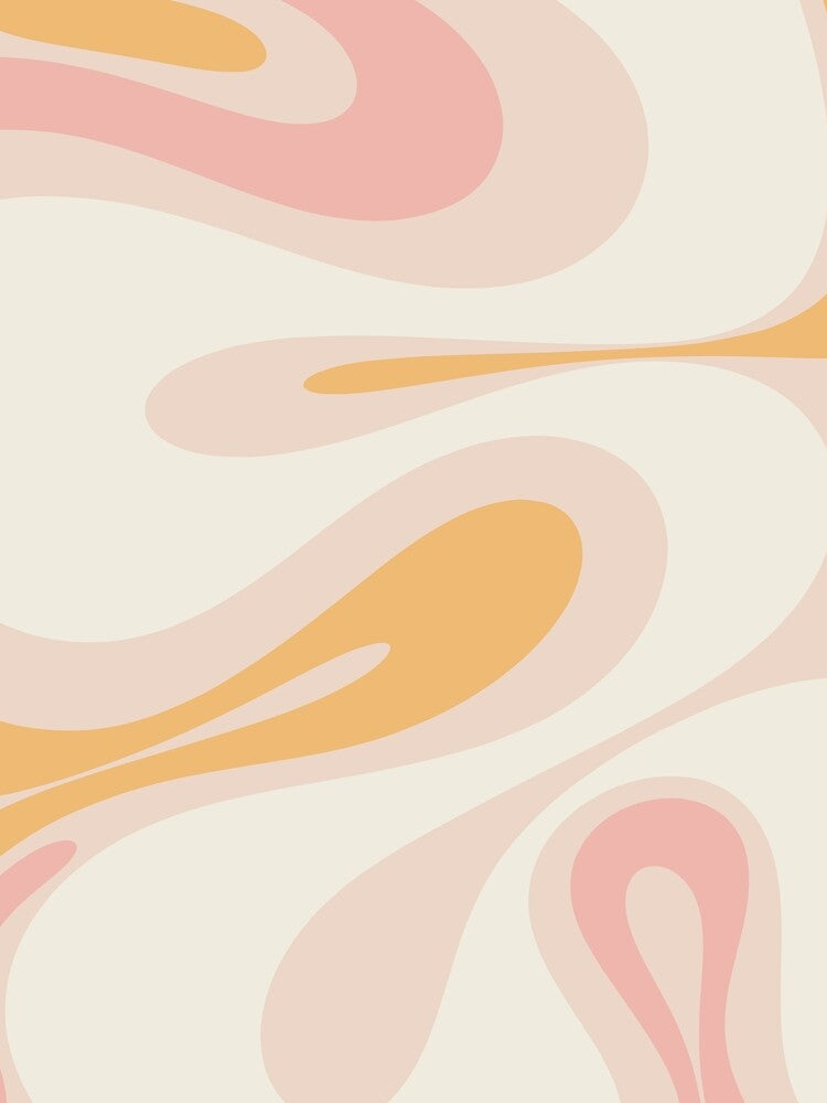 Mellow Flow Retro 60s 70s Abstract Pattern Pale Pink and Mustard by kierkegaard