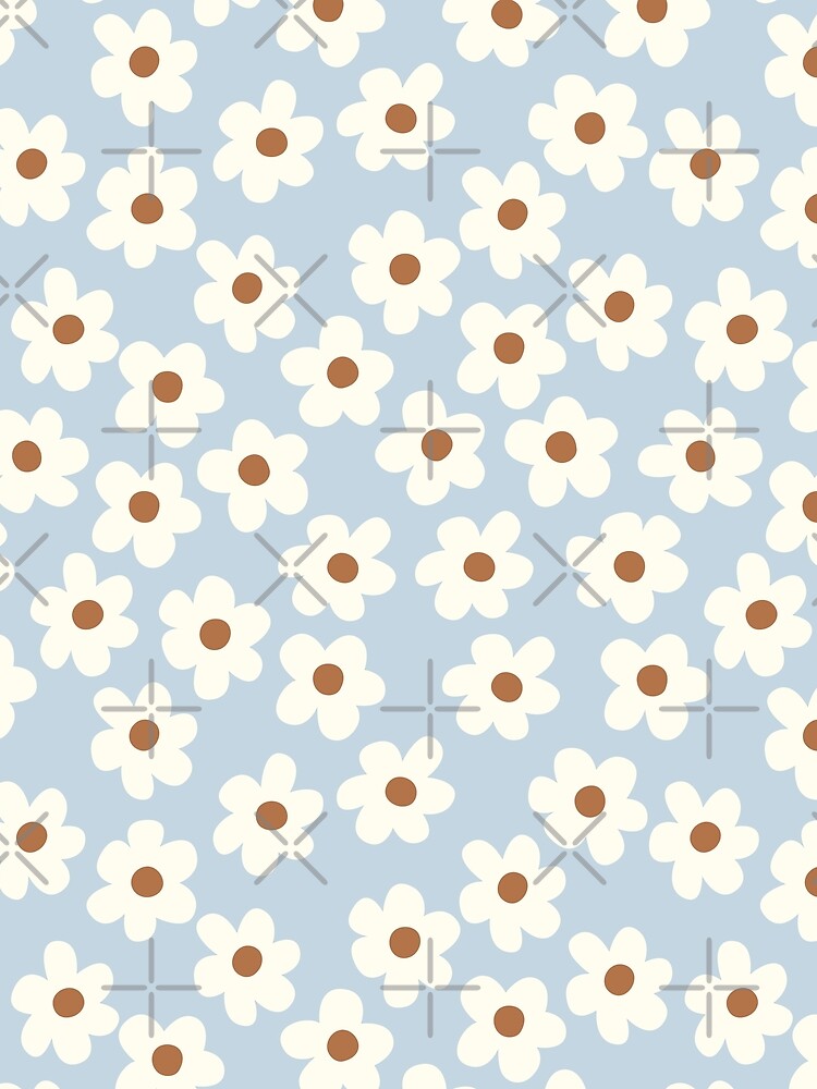 groovy retro y2k 2000s big flower power 1960s 60s 70s danish aesthetics coconut girl ditsy daisies peach pastel blue terracotta by blomastudios