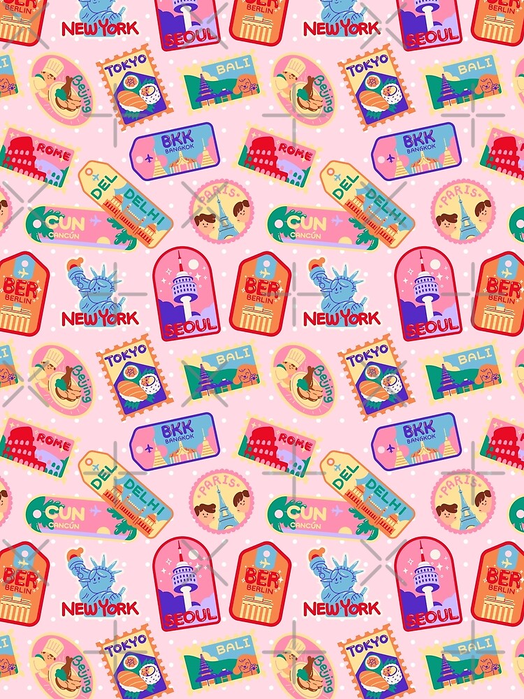 Pink Travel Ticket Pattern by MadeByBeata