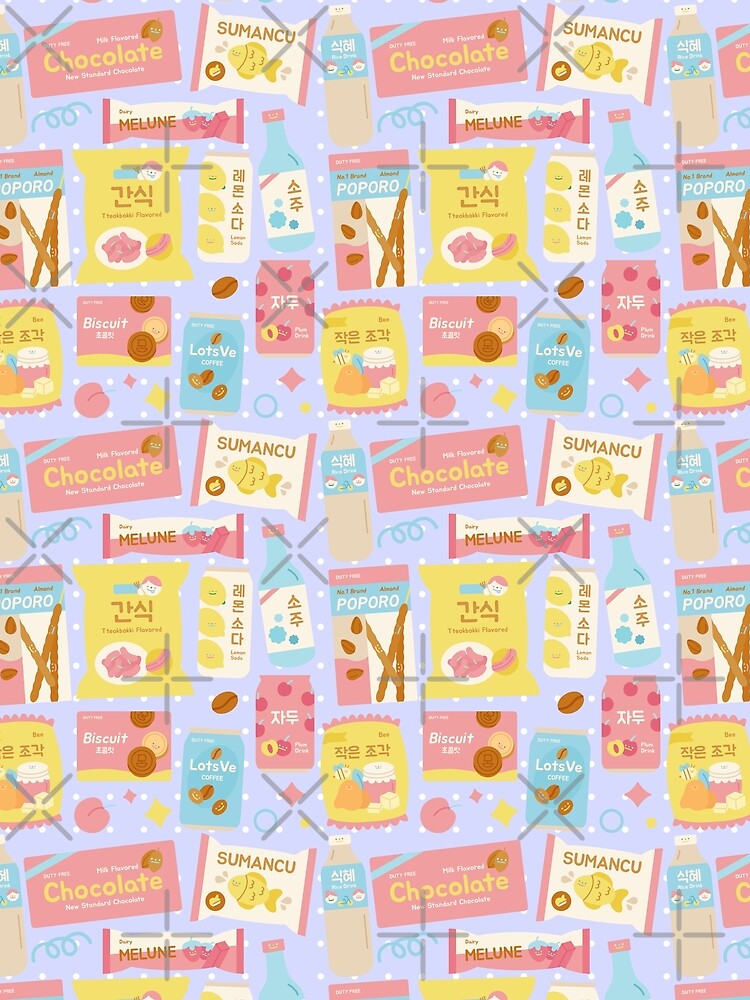 Korean Snacks Seamless Pattern Purple by MadeByBeata