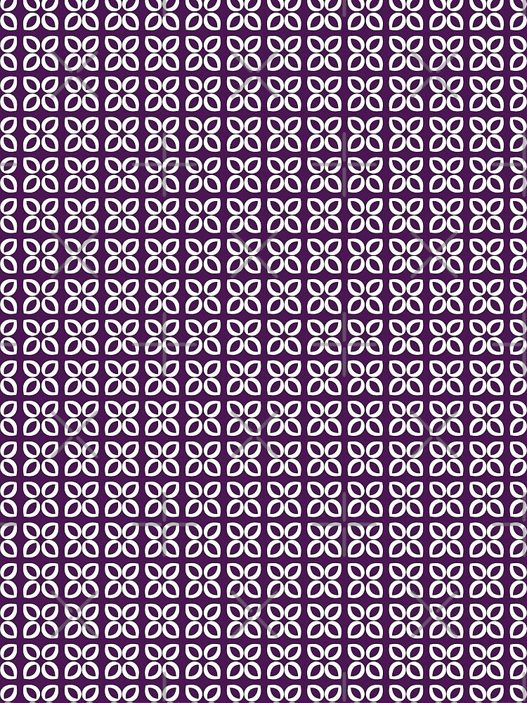 Minimalist Plum Purple Floral Mod - Retro Geometric Pattern by UniqueDesign751