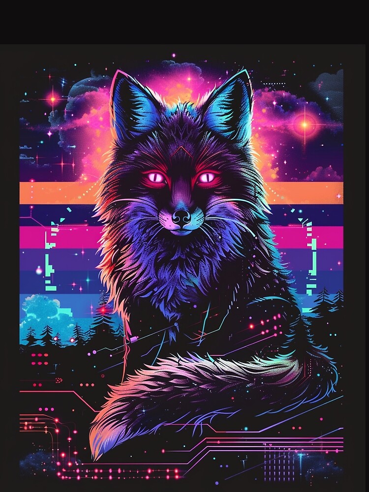 sneaky fox in the neon grid – retro vibes by RetroWaveArtCo