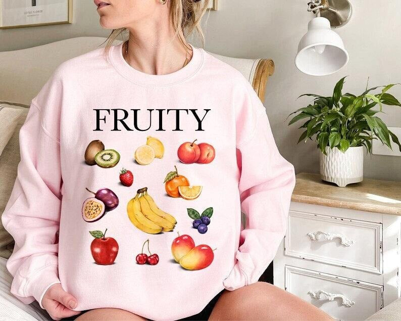 fruity sweatshirt | subtle lesbian sweater | strawberry cottagecore | subtle gay | queer aesthetic | lgbtq pride |...
