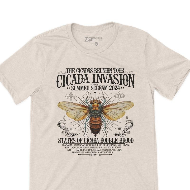 funny cicada concert tee 2024 reunion tour cicada t-shirts missouri illinois concert cicada t-shirt band style cicada...