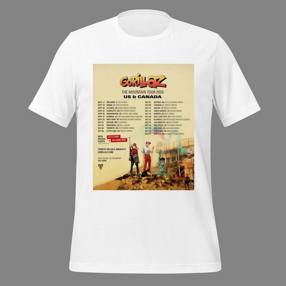 Gorillaz The Mountain Tour US And Canada 2026 Schedule Tour Dates Shirt