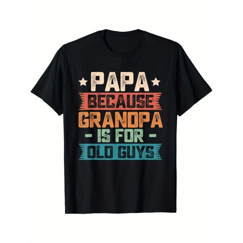 graphic tees Drop shoulder t-shirt Papa family humorous generation, high-end cotton short-sleeved T-shirt, to create a...