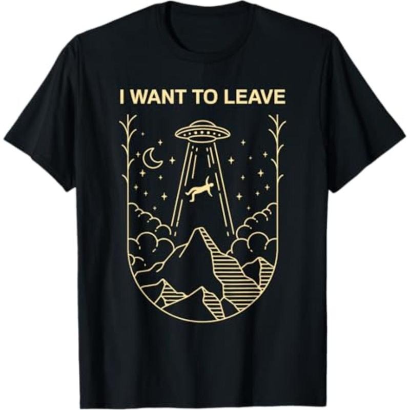 graphic tees Funny Alien UFO Extraterrestrial I Want To Leave Alien Lover T-Shirt Hoodie, Sweatshirt | HypeDripTees.com