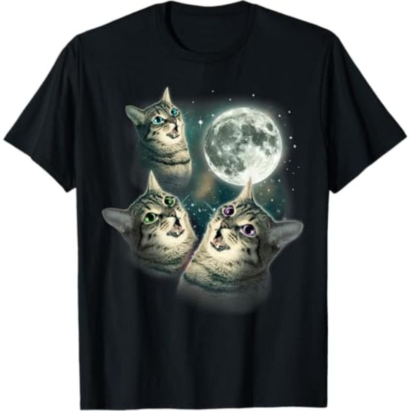 graphic tees Funny Cat Shirt | Three Cat Moon 3 Wolfs Cute Kitten Graphic T-Shirt Hoodie, Sweatshirt | HypeDripTees.com