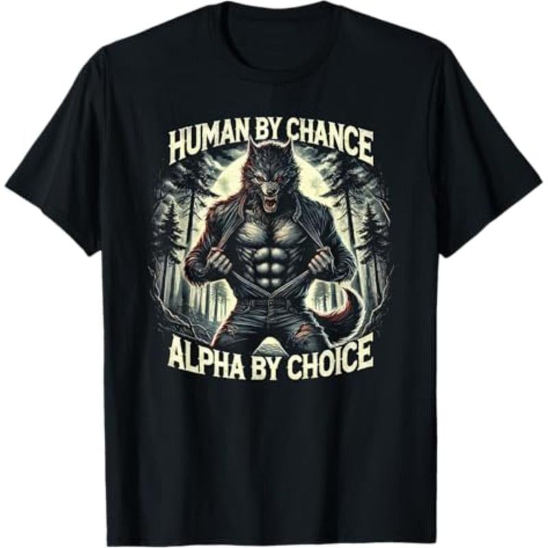 graphic tees Funny Graphic Tee Human By Chance Alpha By Choice Alpha Wolf T-Shirt Hoodie, Sweatshirt | HypeDripTees.com