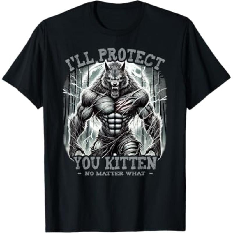 graphic tees Funny Graphic Tee I'll Protect You Kitten Alpha Wolf T-Shirt Hoodie, Sweatshirt | HypeDripTees.com
