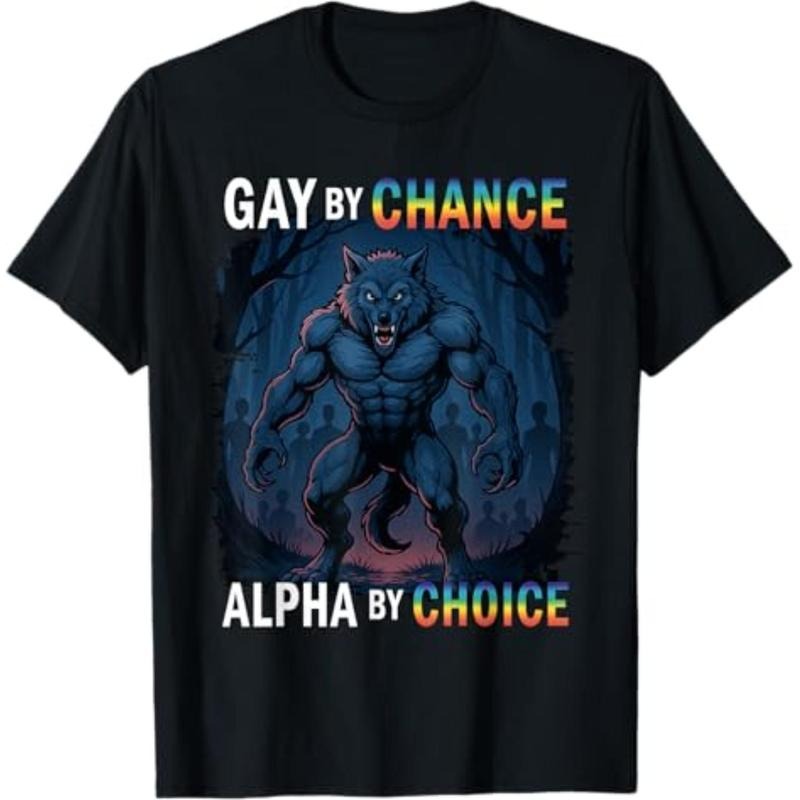 graphic tees Gay By Chance Alpha By Choice Pride Wolf Shirt T-Shirt Hoodie, Sweatshirt | HypeDripTees.com