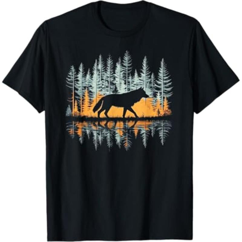 graphic tees Graphic Wolf Nature T-Shirt - Unisex-Adults & Kids, Black, Small, Short Sleeve Hoodie, Sweatshirt